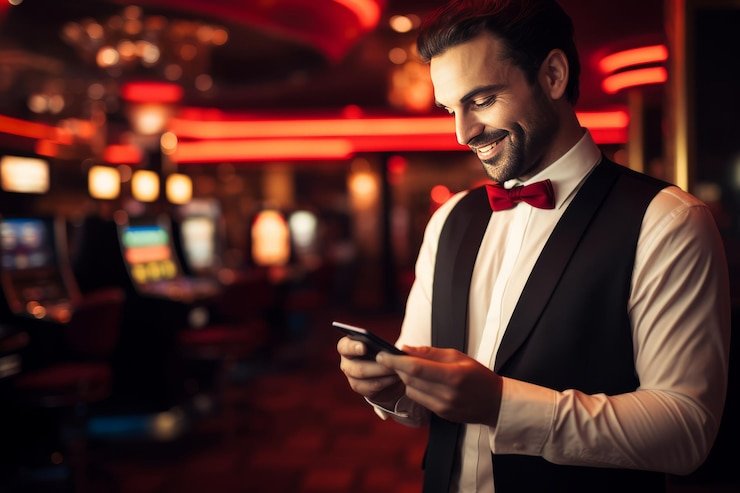 Antarmuka aplikasi okejp di perangkat Android dengan menu utama dan tombol deposit